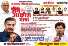 आ. रोहित पवार यांच्या नेतृत्वात आक्रोश मोर्चा ८ रोजी